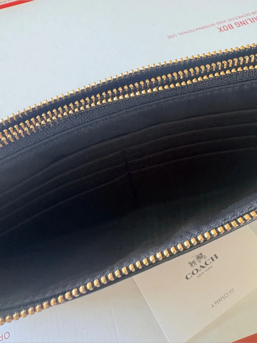 COACH Double Zip Large Brown Signature Wristlet Wallet